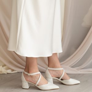Zapatos de novia tacón bajo blanco modelo olivia
