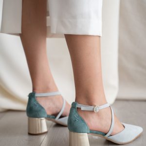Zapatos de novia tacón bajo verdes modelo Olivia