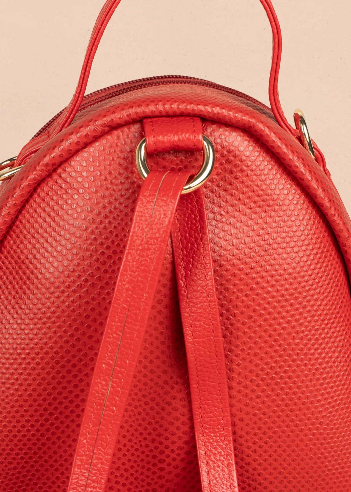 Morral en cuero color rojo con cierre frontal 105310 - Imagen 4