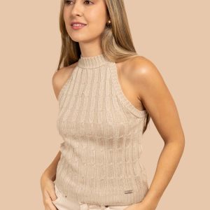 Blusa tejida color champaña 105456