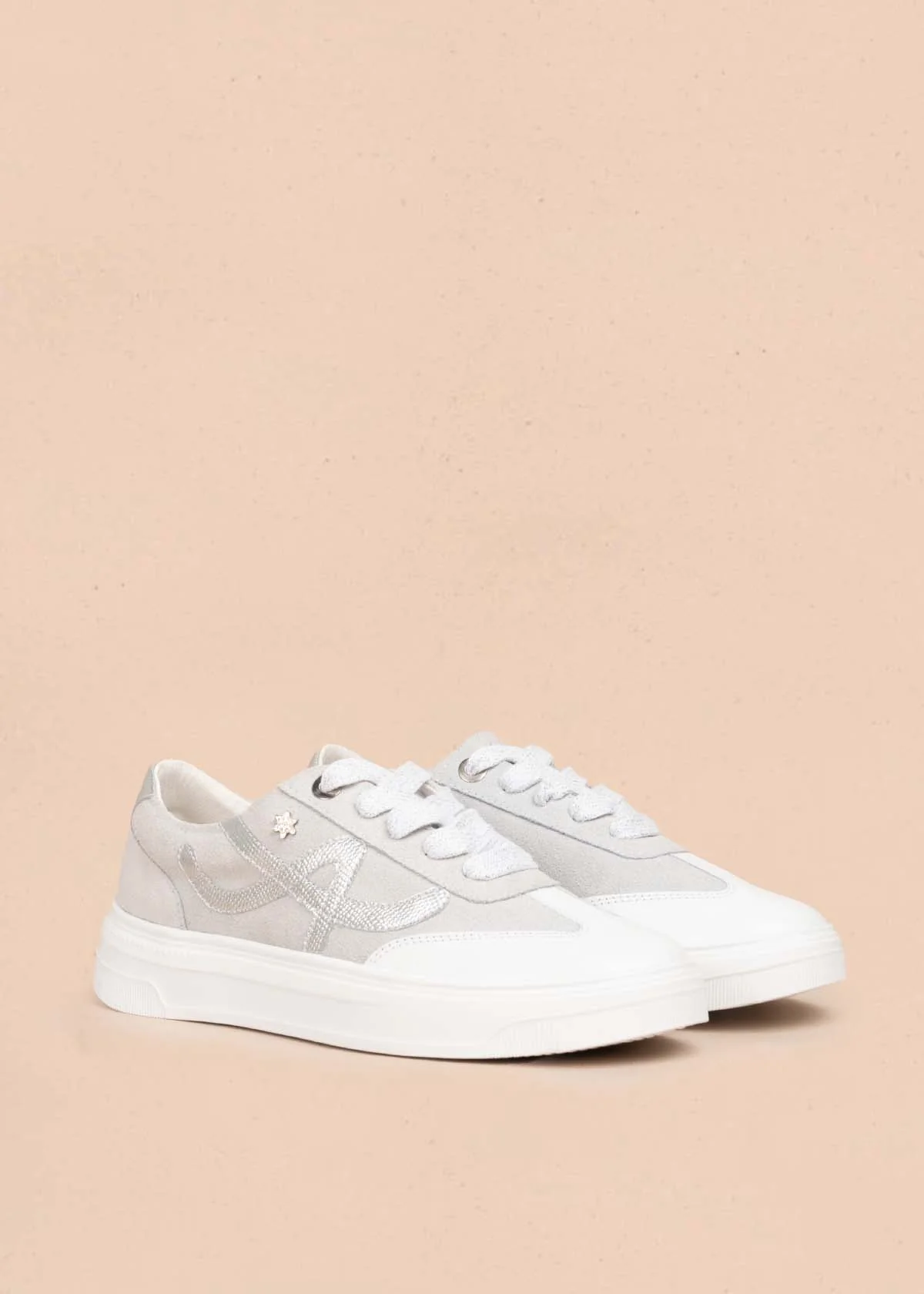 Tenis casuales en cuero color blanco 105490 - Imagen 3