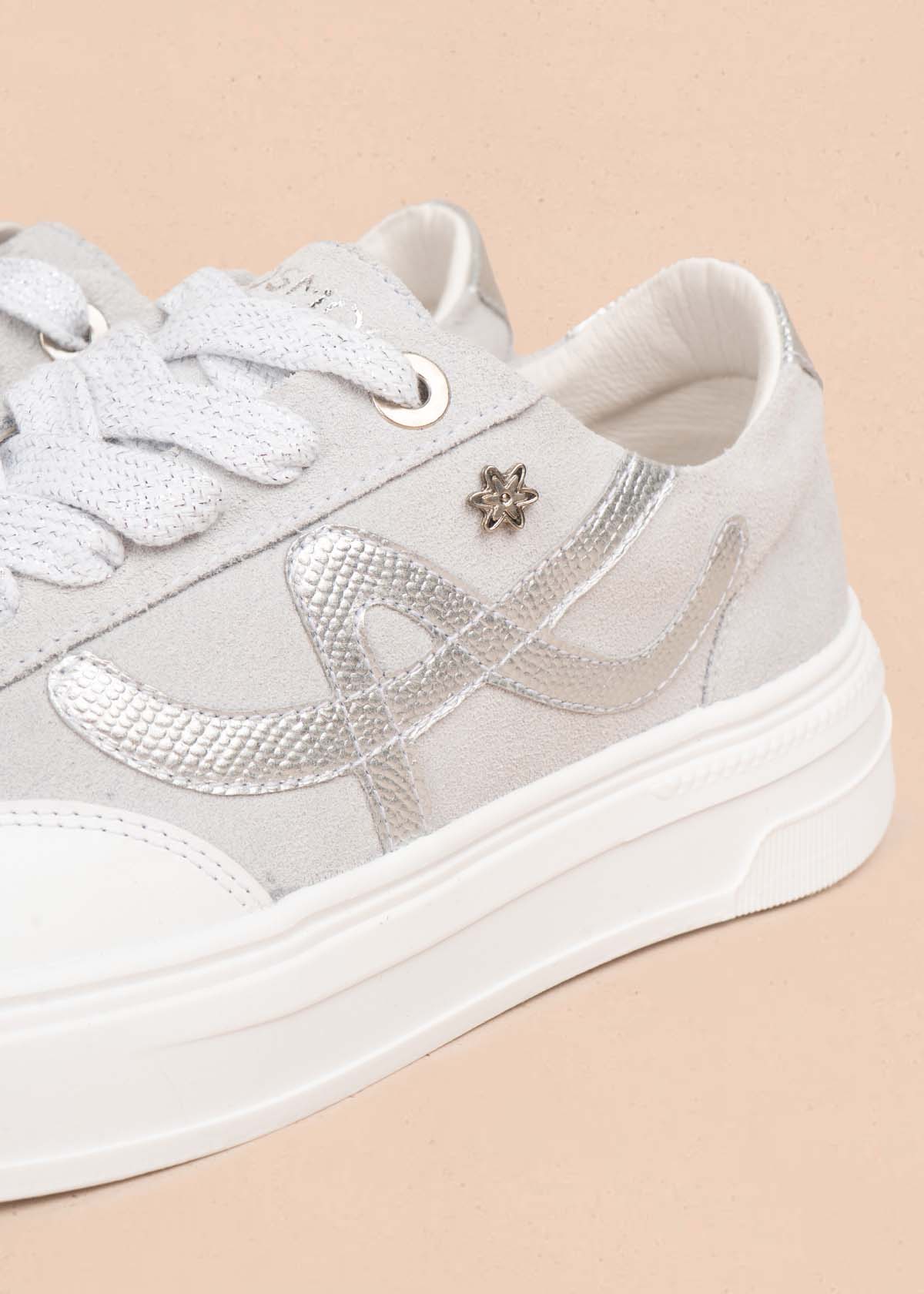 Tenis casuales en cuero color blanco 105490 - Imagen 5