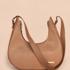 Bolso shopping en cuero color café con folia 105571