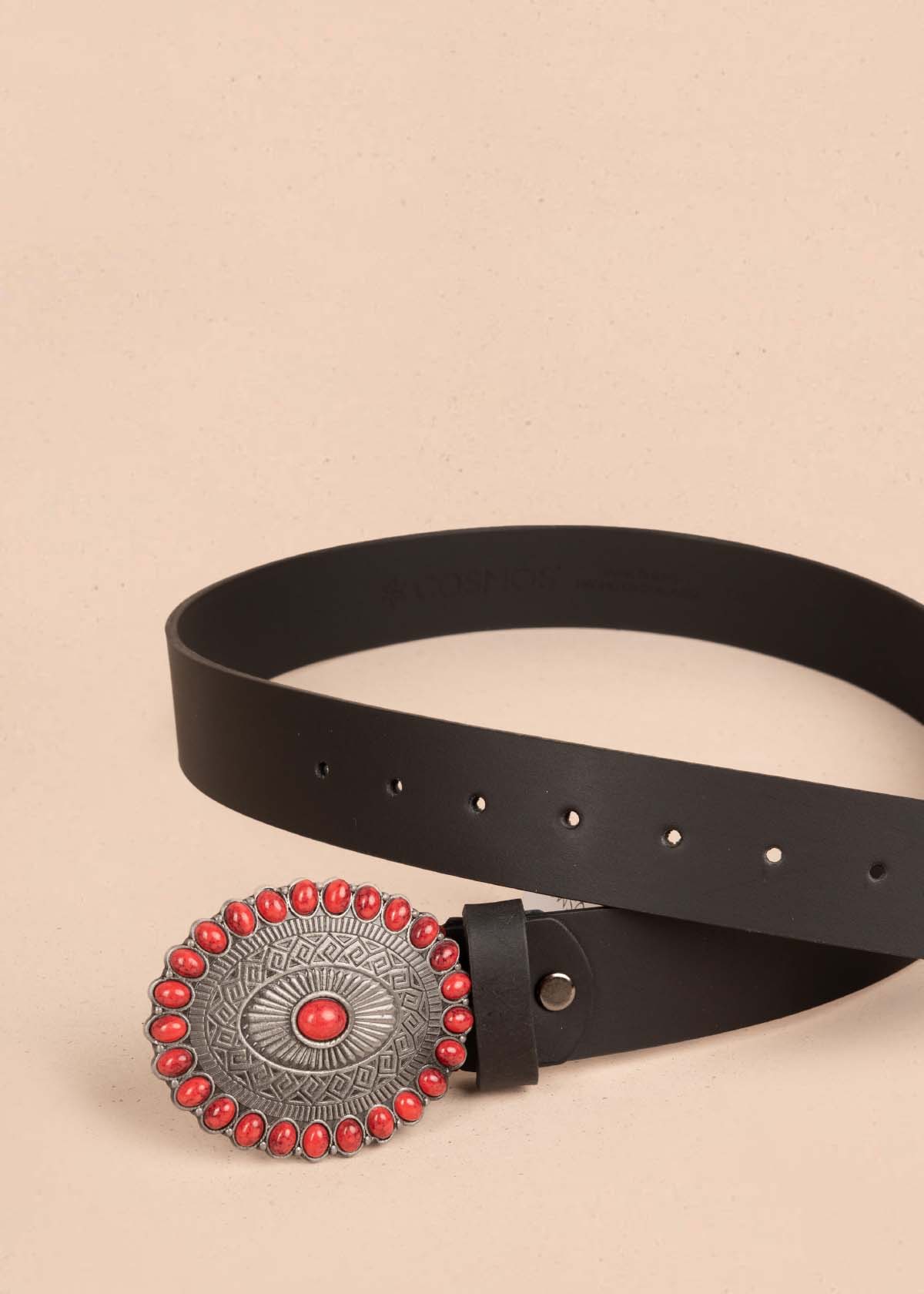 Cinturón en cuero color negro con hebilla texana 105633 - Imagen 3