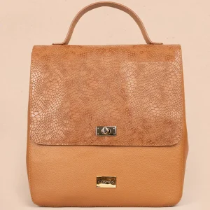 Morral en cuero color miel con textura 105791
