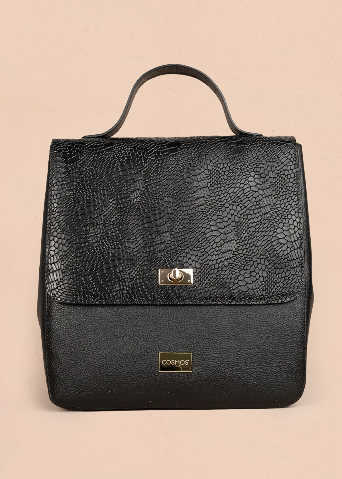 Morral en cuero color negro con textura 105791 - Imagen 2
