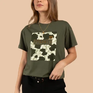 Camiseta color verde con estampado 105883