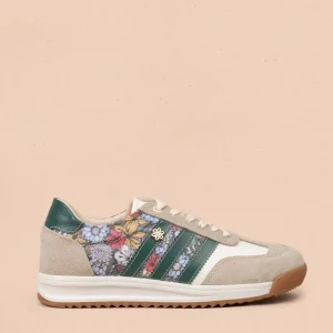 Deportivo en cuero color multicolor con diseño floral y rayas verdes 106040