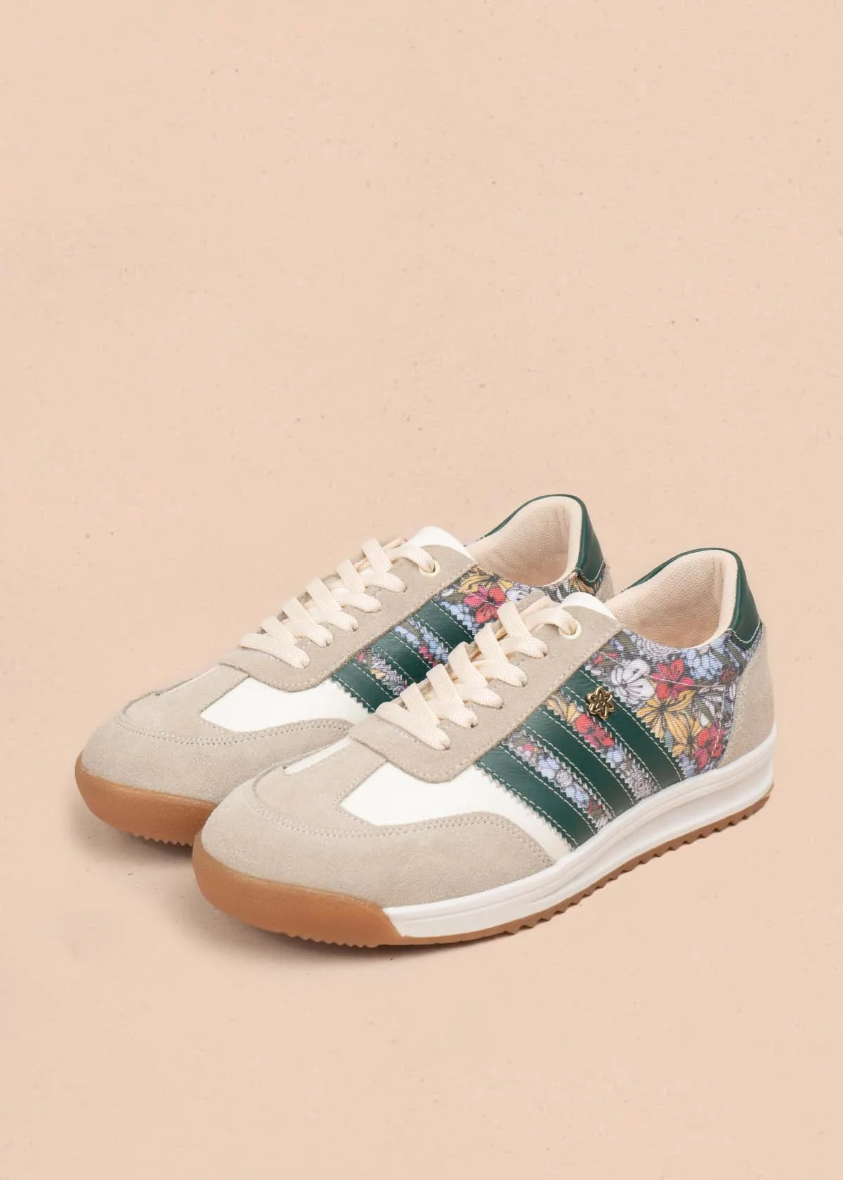 Deportivo en cuero color multicolor con diseño floral y rayas verdes 106040 - Imagen 6