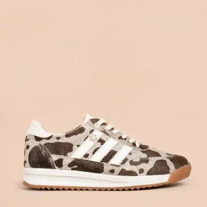 Tenis casuales en cuero color café con cuero animal print 106042