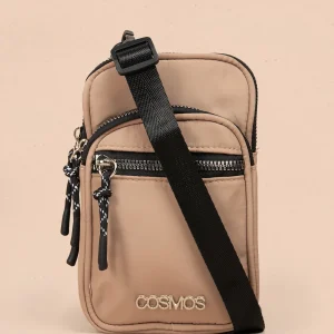 Porta celular color beige con bolsillo frontal 106968