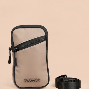 Porta celular color beige con bolsillo delantero 106969