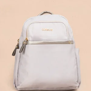 Morral color gris con bolsillo frontal y bordados 106973