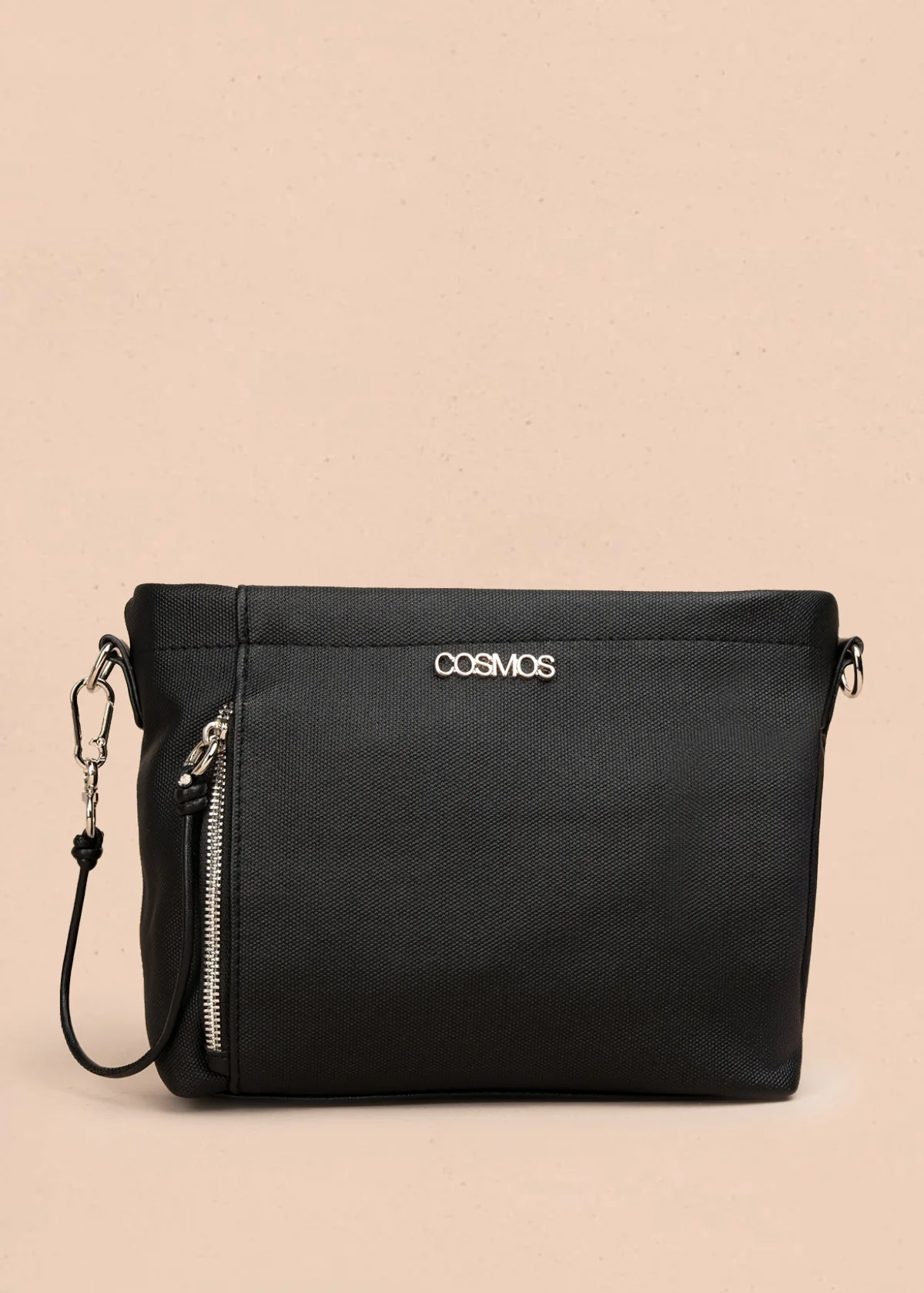 Bolso manos libres color negro con asa negra y bolsillo frontal 106982 - Imagen 2