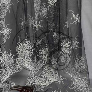 Mantilla Madrina Metálica Negra Bordado Plata 61069
