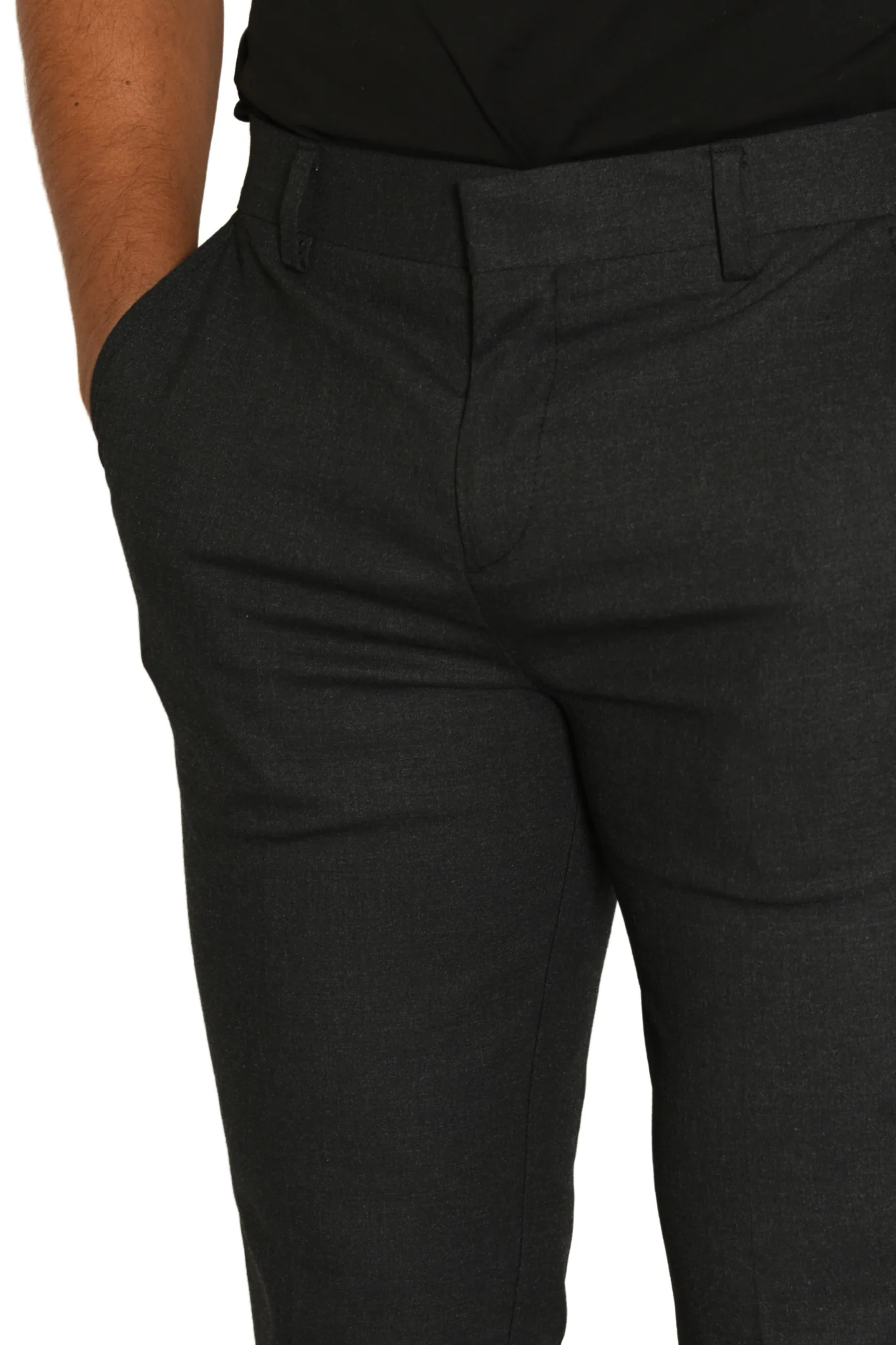 Pantalón de Vestir Gris Liso Corte Regular - Imagen 7