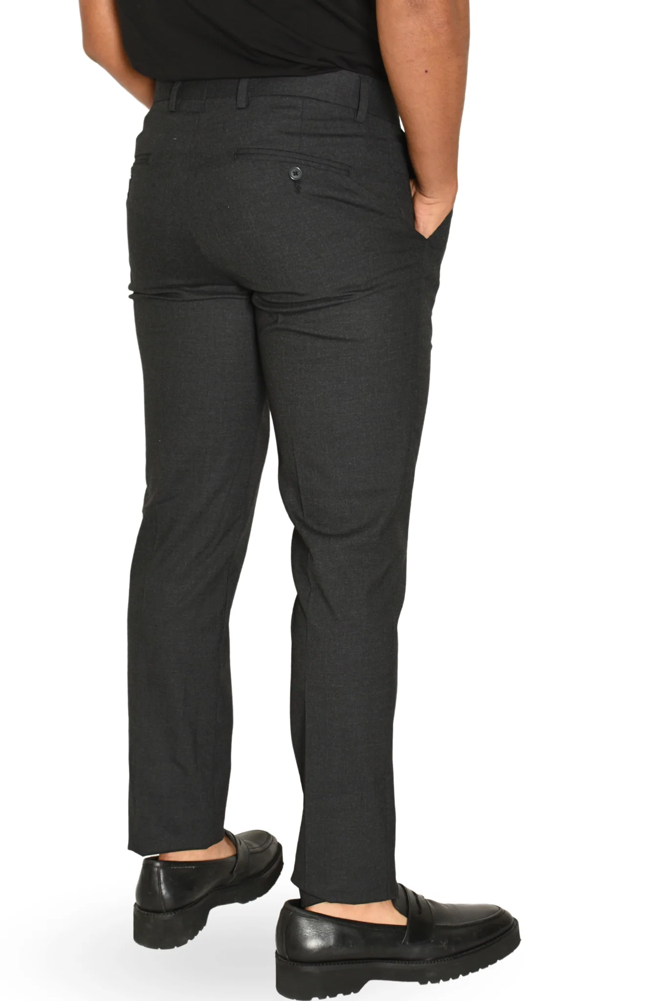 Pantalón de Vestir Gris Liso Corte Regular - Imagen 6