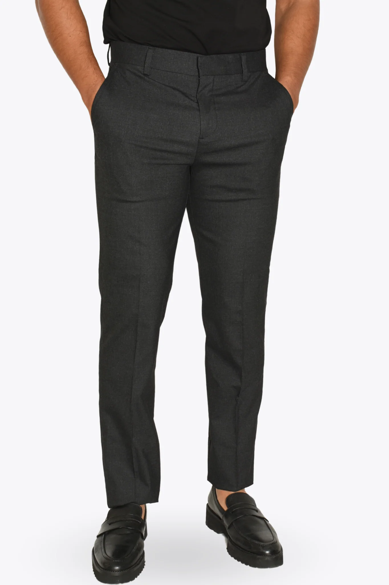 Pantalón de Vestir Gris Liso Corte Regular - Imagen 2