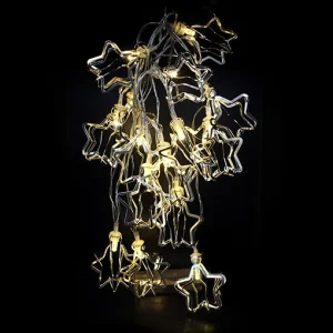 Guirnalda Luz Led de metal Plateado Estrellas 3D