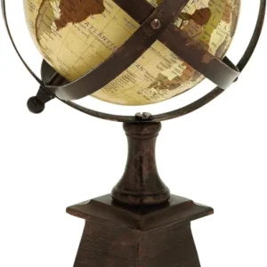 Globo Terraqueo decorativo con soporte Base Madera