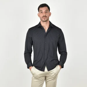 Camisa M.L. Súper Stretch Rayas Negro