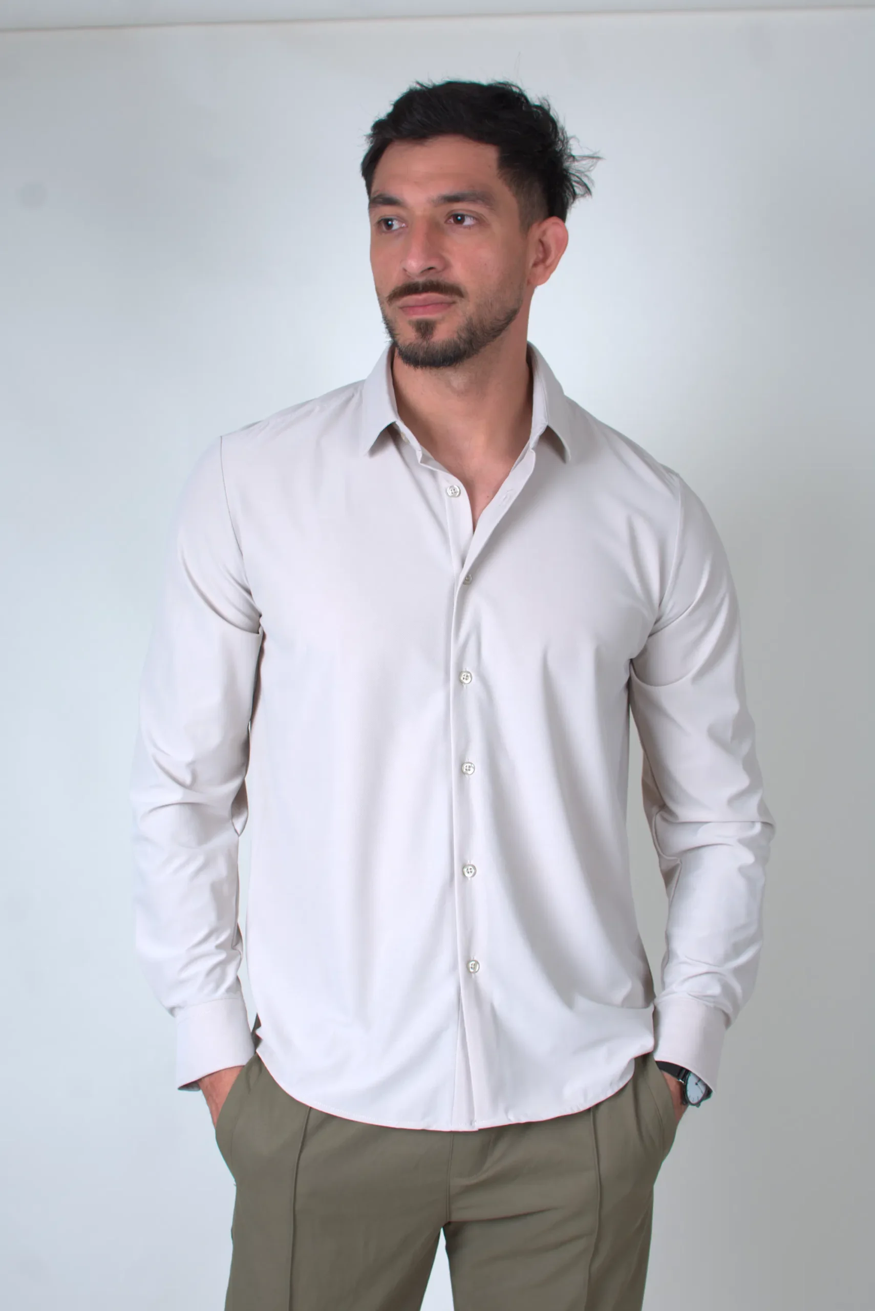 Camisa Soft Strech Premium Beige - Imagen 2