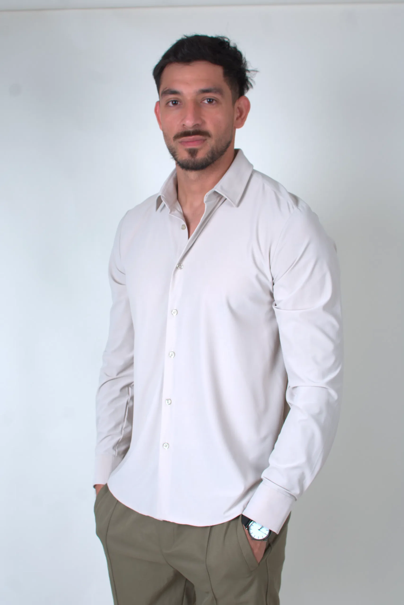 Camisa Soft Strech Premium Beige - Imagen 6