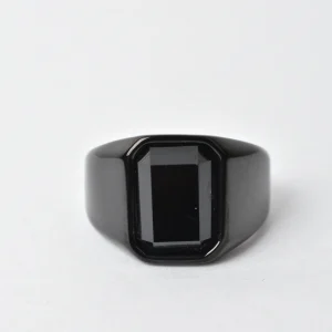Anillo Cuadrado Negro Piedra Negra