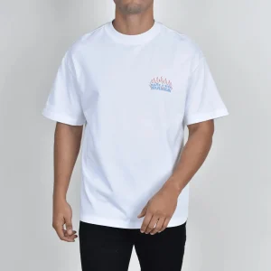Playera Lisa Heavy Cotton Blanca Flames 300 gsm