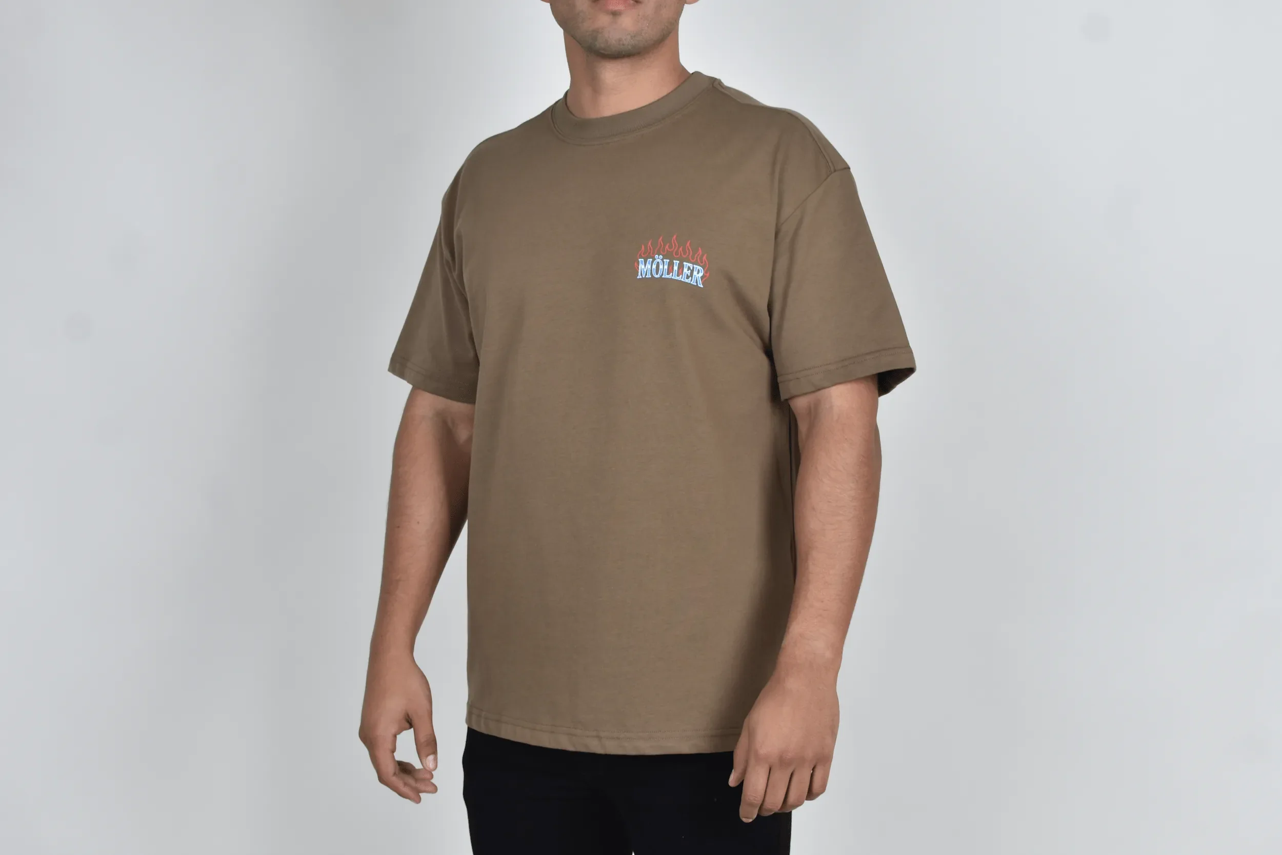 Playera Lisa Heavy Cotton Olivo Flames 300 gsm - Imagen 8