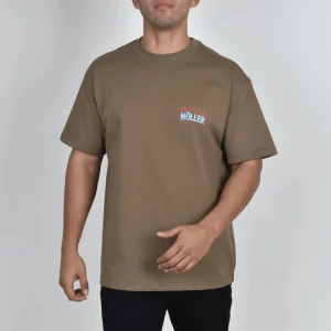 Playera Lisa Heavy Cotton Olivo Flames 300 gsm
