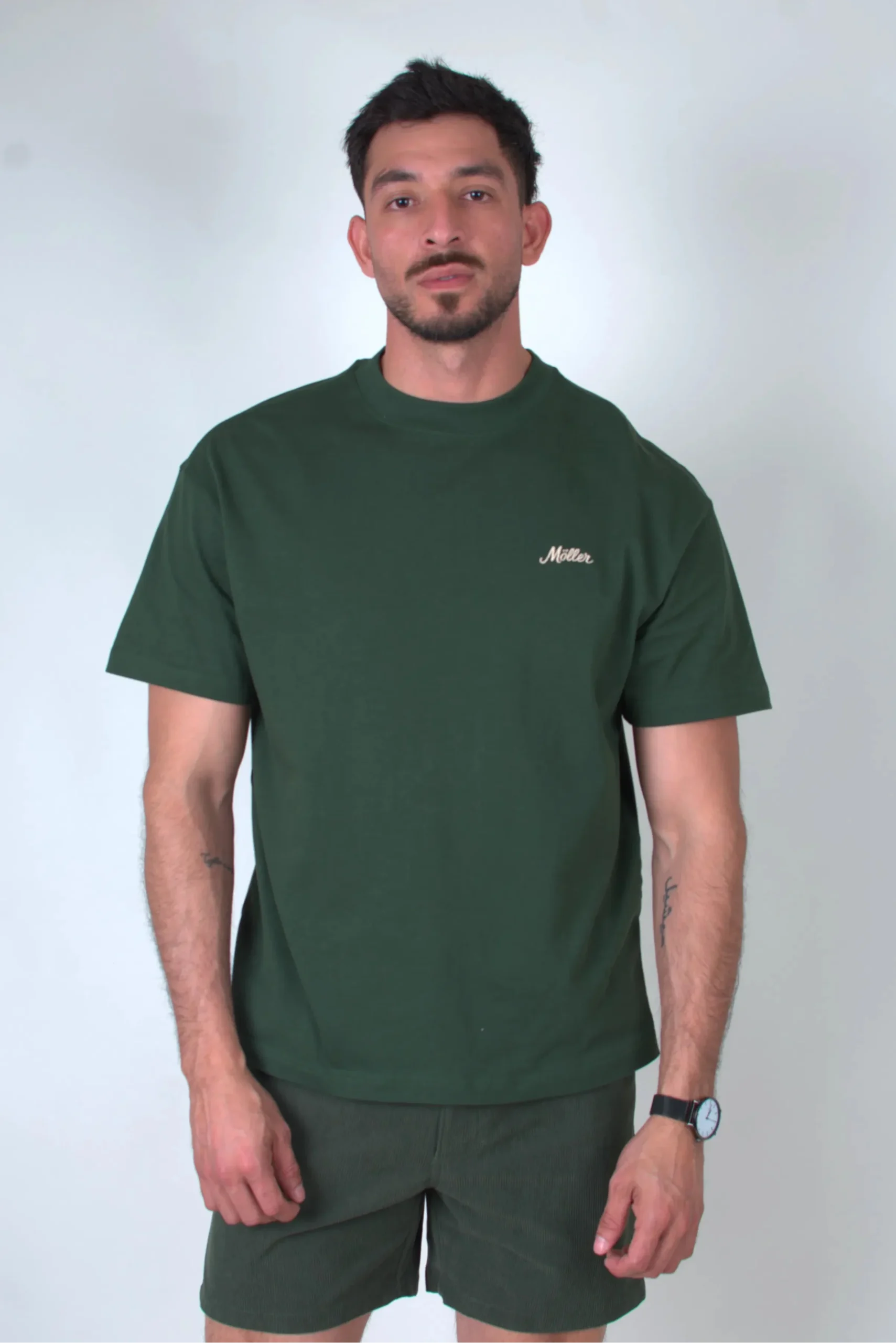 Playera Lisa Verde Signature Oversize Heavy Cotton 300 gsm - Imagen 4