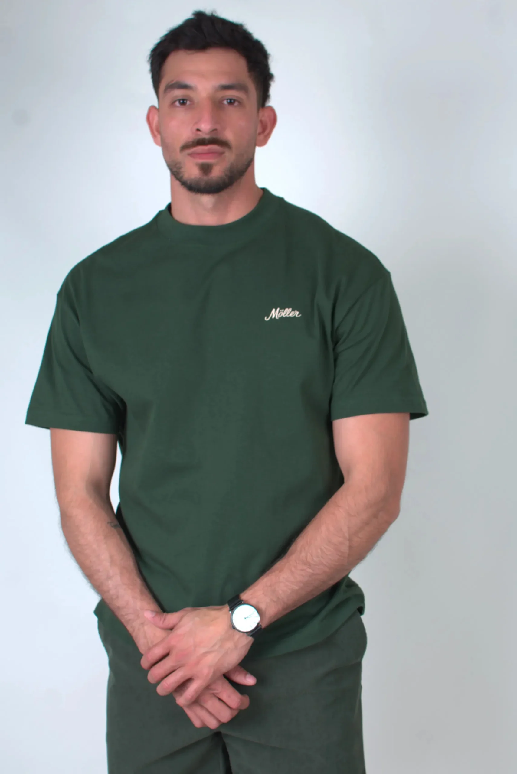 Playera Lisa Verde Signature Oversize Heavy Cotton 300 gsm - Imagen 2