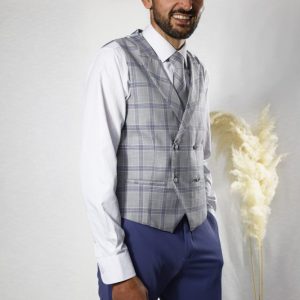 Chaleco cruzado cuadro gris Tem