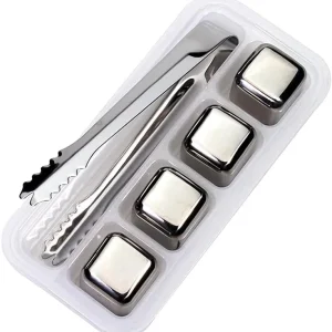 Set x 4 Cubos de Acero Inoxidable, tupper y Pinza