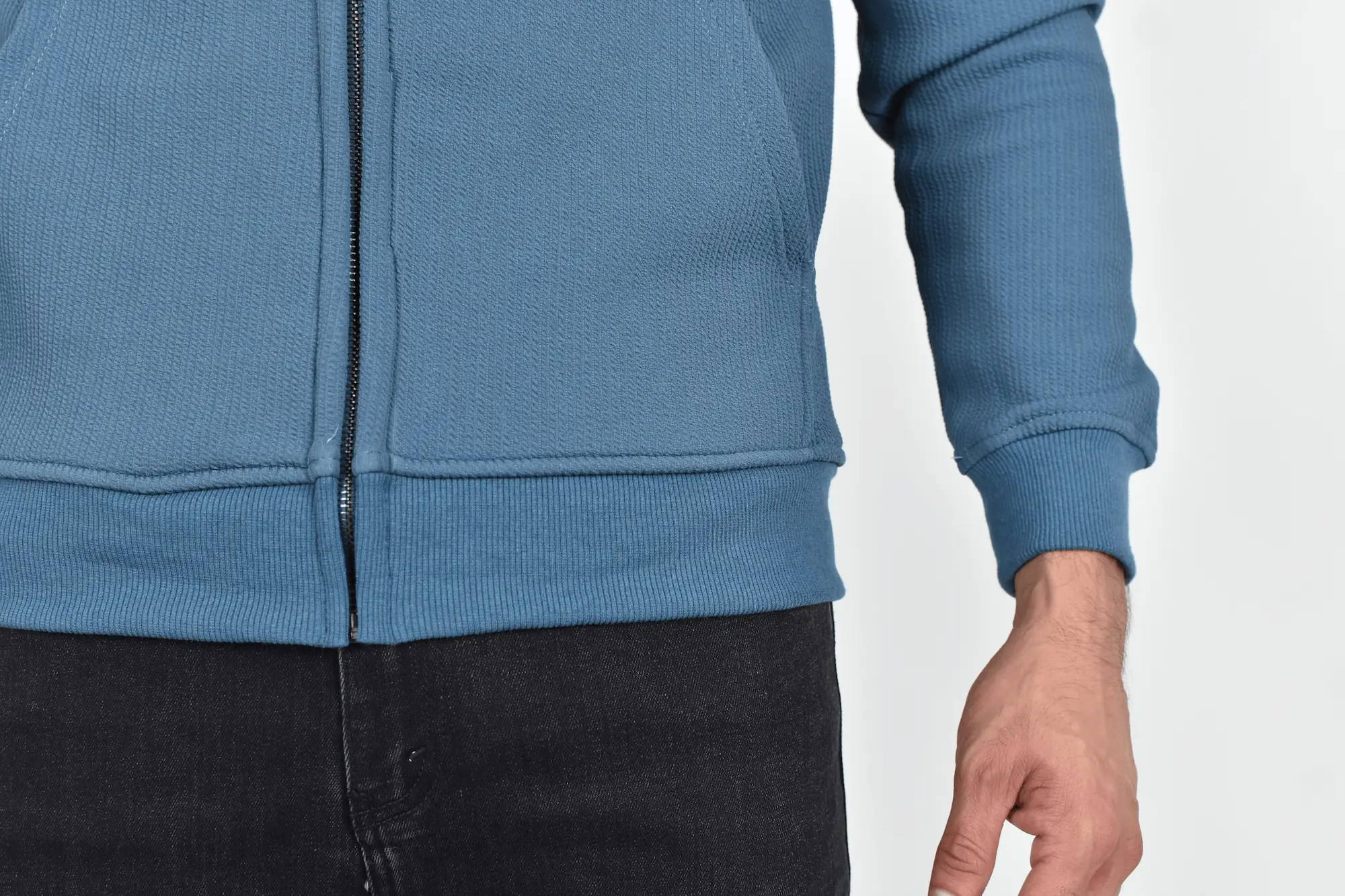 Sudadera Zipper Textura Azul - Imagen 8