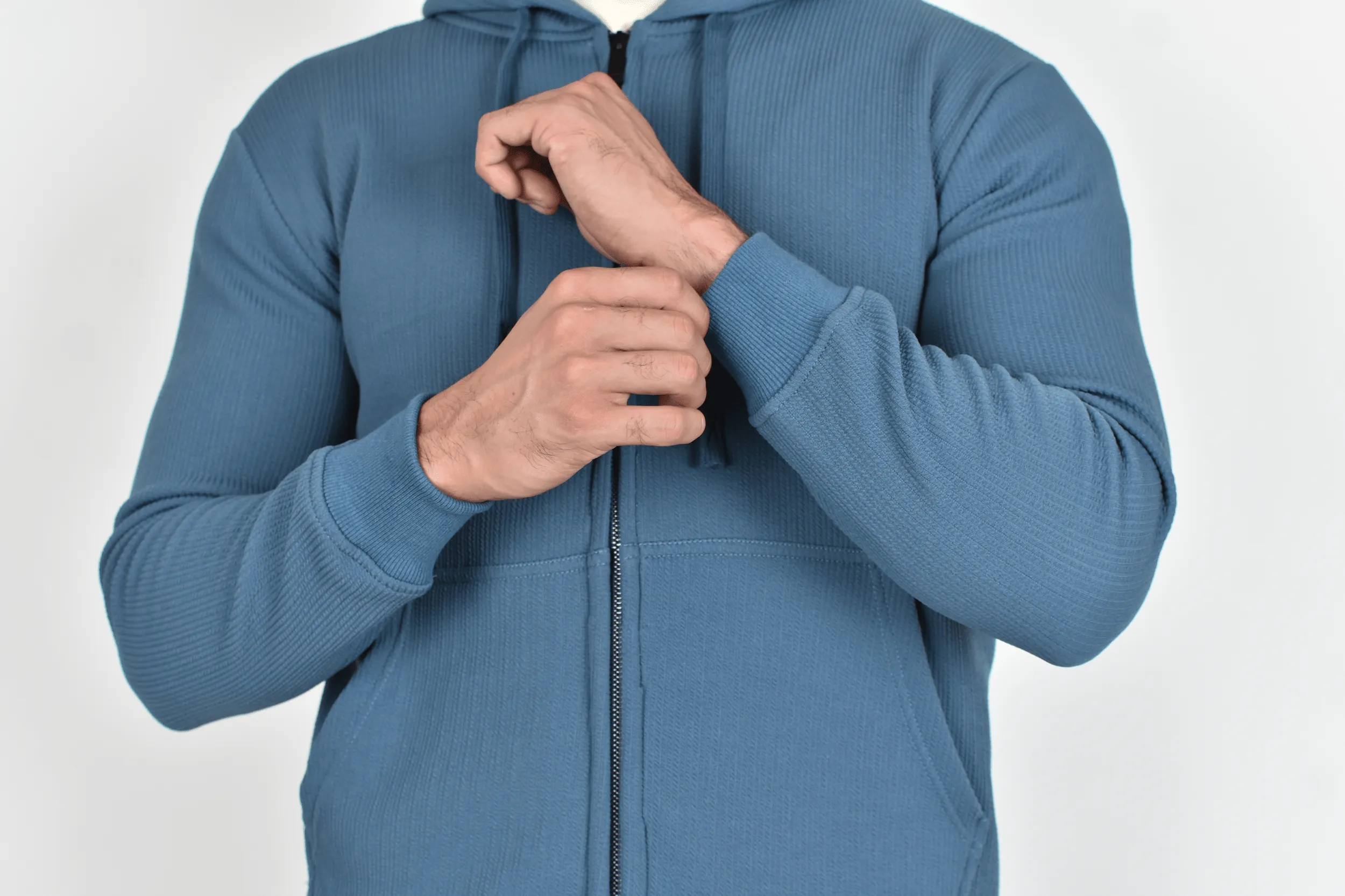 Sudadera Zipper Textura Azul - Imagen 7