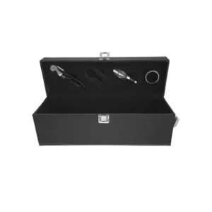 Set De Vino Ecocuero 4 Pzas. Estuche Ecocuero