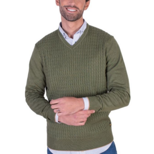 Jersey cuello pico trenzado Martin´s  verde