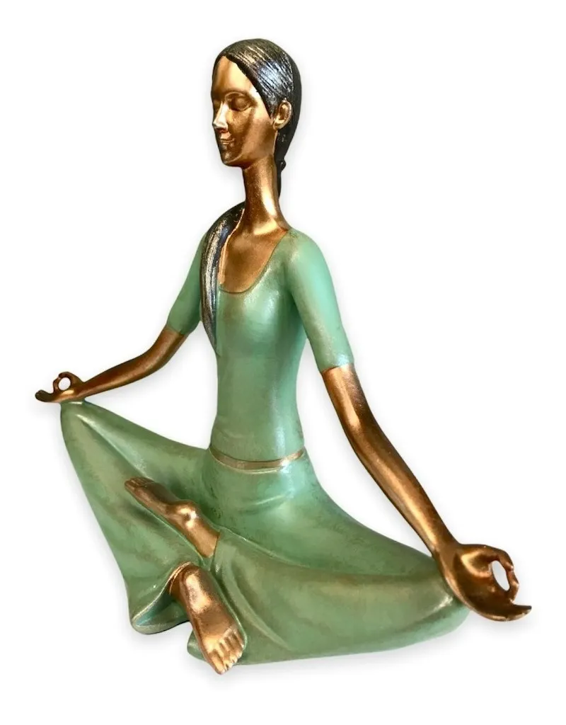 Escultura Lady Yoga green Asana Eka pada raja kapotasana o postura de la sirena - Imagen 7